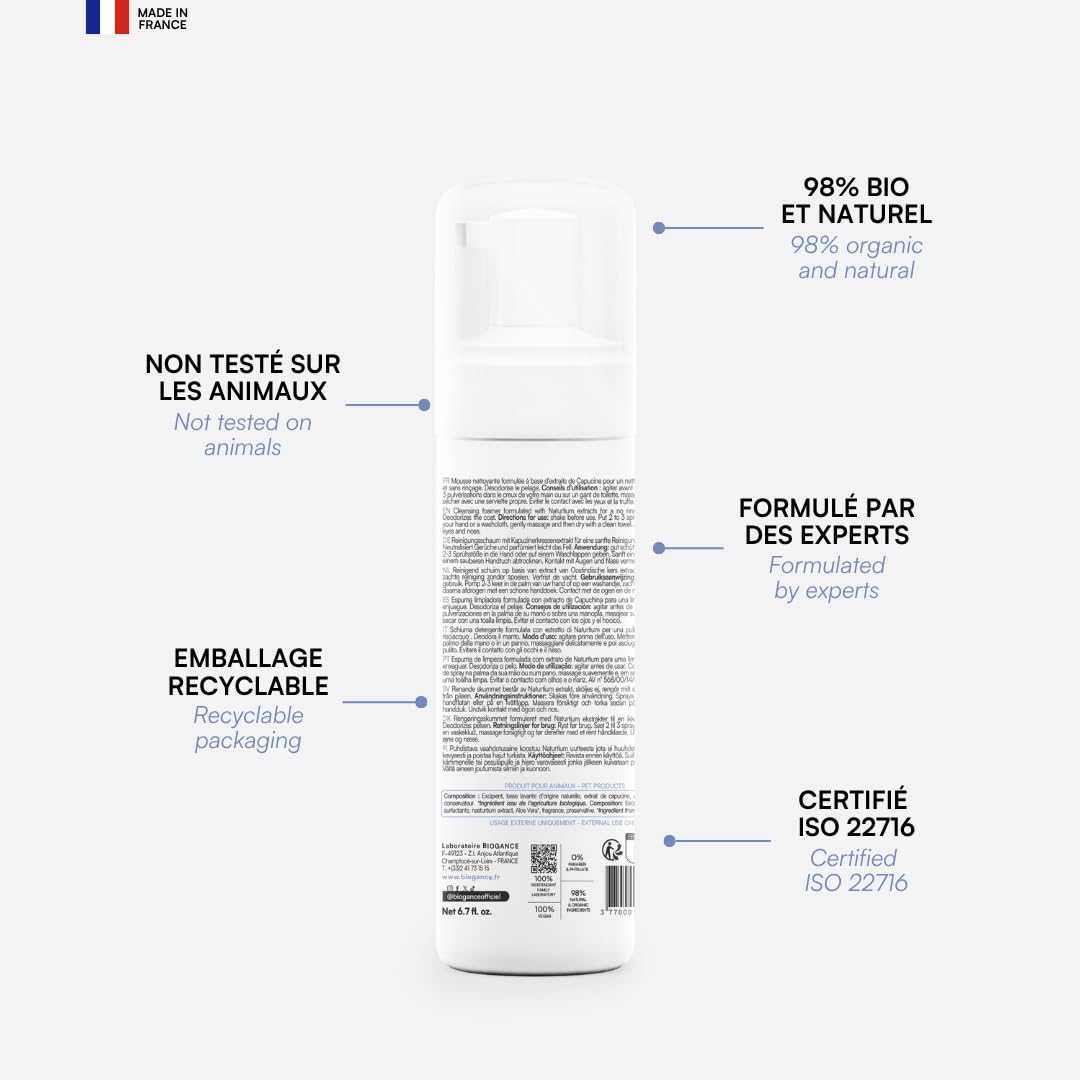 biogance-no-rinse-foamer-mousse-sans-rin-age-pour-chien-la-capucine-200-ml image 2