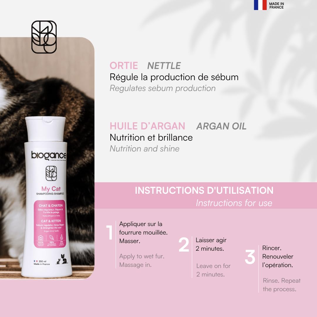 biogance-my-cat-shampooing-pour-chat-250-ml-ortie-et-huile-d-argan image 4