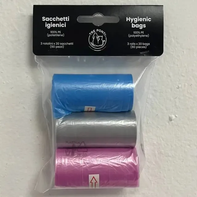 tre-ponti-sacs-hygi-niques-pour-chien-et-chat-rouleaux-60-sacs image 1