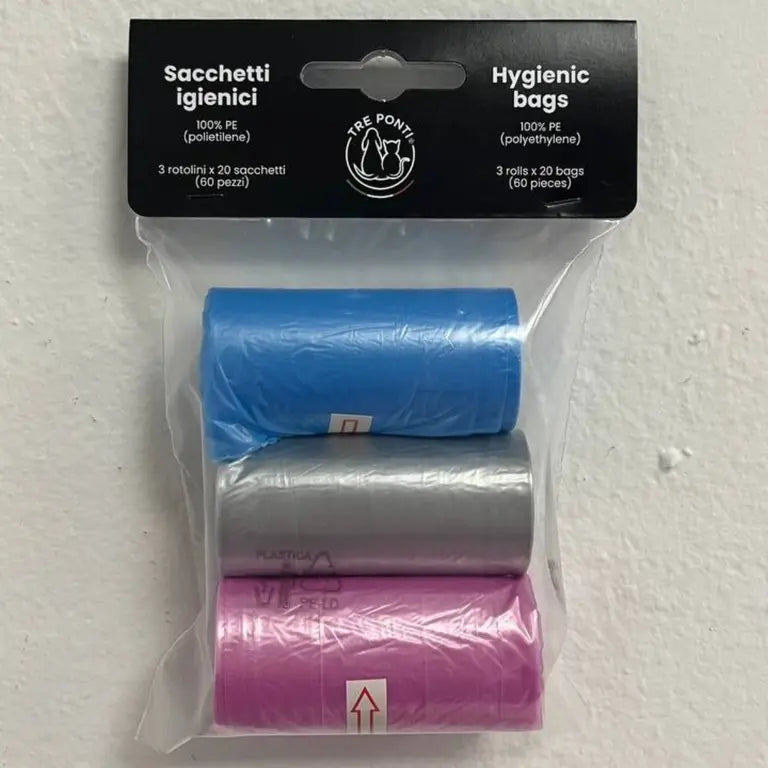 tre-ponti-sacs-hygi-niques-pour-chien-et-chat-rouleaux-60-sacs image 1